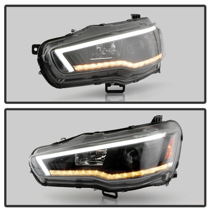 Spyder 08-17 Mitsubishi Lancer EVO 10 Projector Headlights - Black (PRO-YD-ML08V2SI-SEQ-BK)