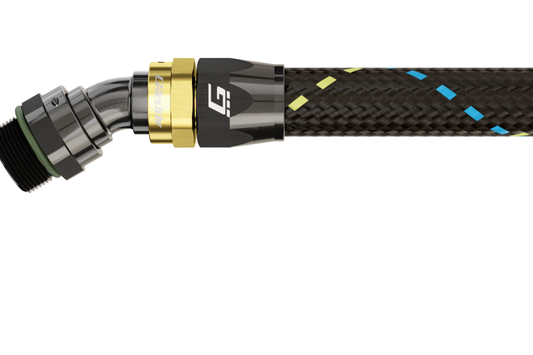 GReddy AN06 30 DEGREE ORB MALE BLACK/GOLD ANODIZED