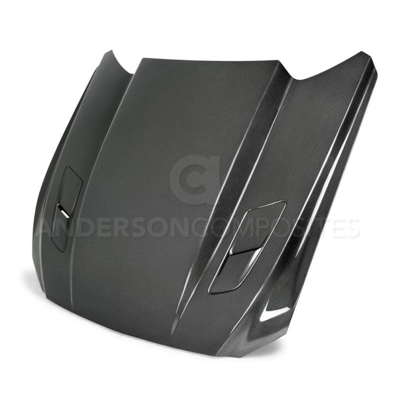 Anderson Composites 15-17 Ford Mustang (Excl. GT350/GT350R) Double Sided Carbon Fiber Cowl Hood