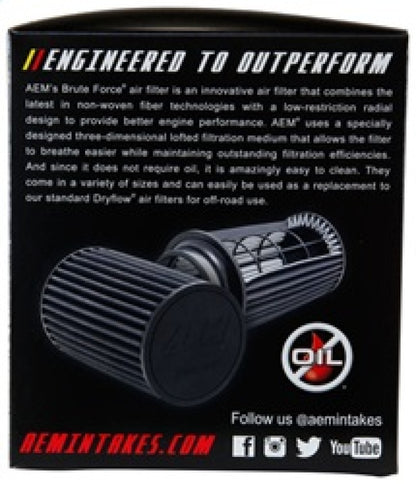 AEM Dryflow 3.25in. X 5in. Round Tapered Air Filter