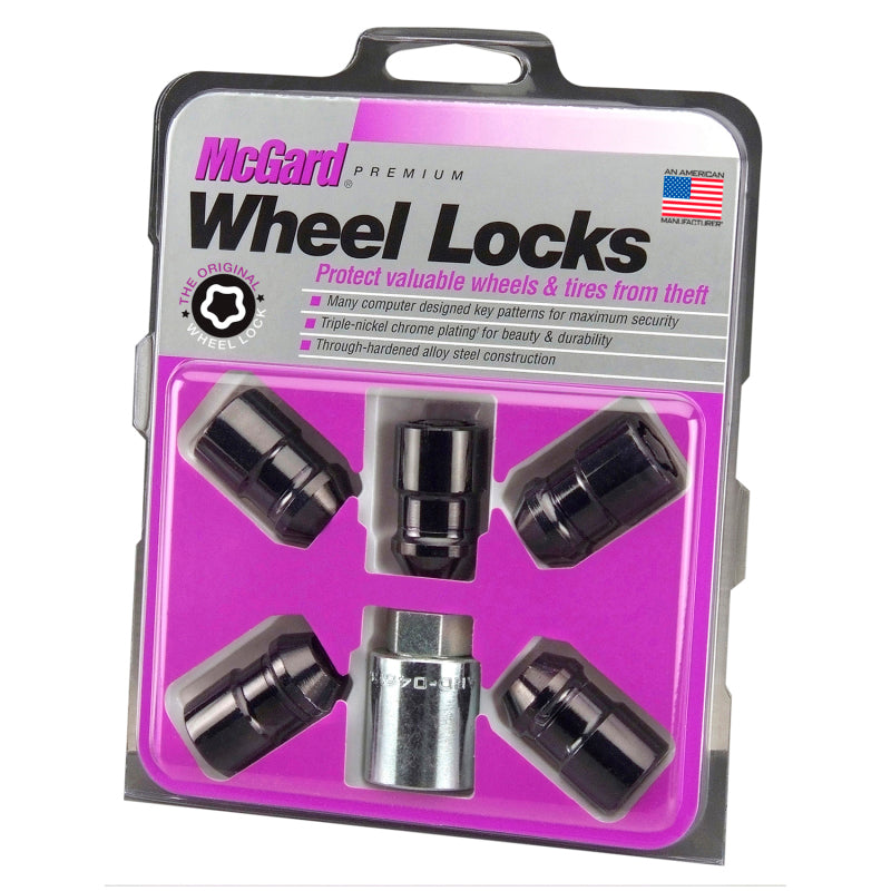 McGard Wheel Lock Nut Set - 5pk. (Cone Seat) M12X1.5 / 3/4 Hex / 1.46in. Length - Black