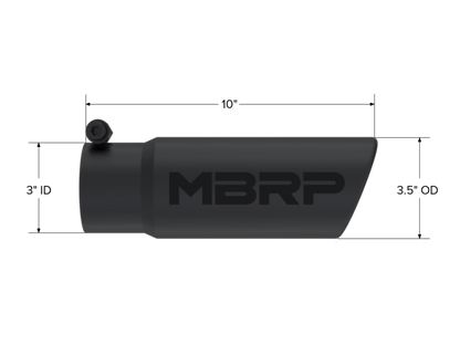 MBRP Universal Tip 3-1/2in O.D. Angled Rolled End - 3in ID Inlet 10in Length - Black