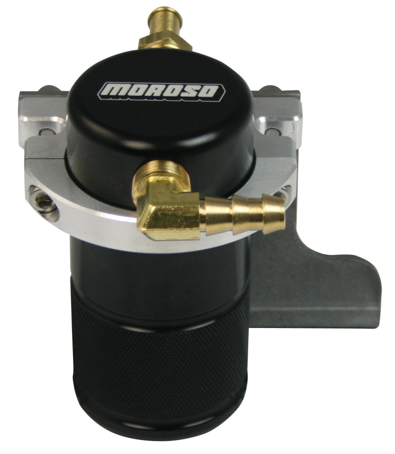 Moroso 10-15 Chevrolet Camaro SS (w/Edelbrock S.C.) Air/Oil Separator Catch Can - Billet Alum -Black