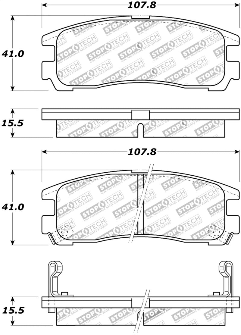 StopTech Street Touring 4/89-99 Mitsubishi Eclipse GST Rear Brake Pads