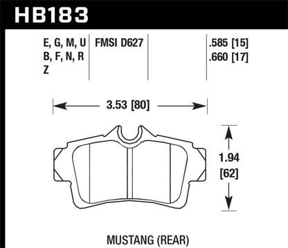 Hawk 94-04 Ford Mustang DTC70 Rear Brake Pads