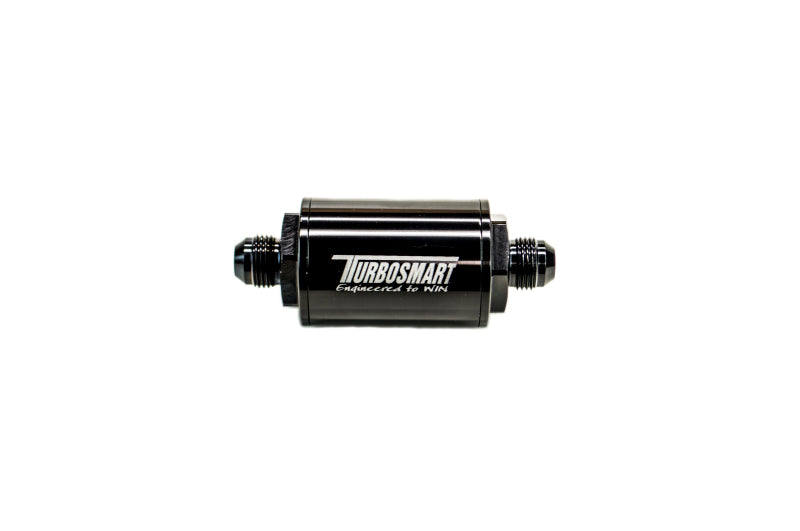 Turbosmart FPR Billet Inline Fuel Filter 1.75in OD 3.825in Length AN-10 Male Inlet - Black