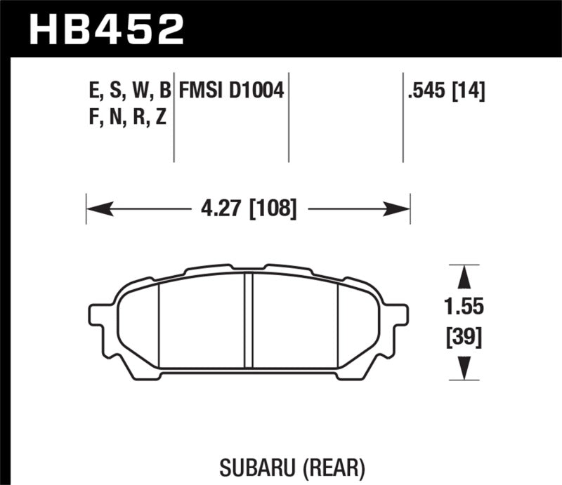 Hawk 2006-2006 Saab 9-2X 2.5i HPS 5.0 Rear Brake Pads