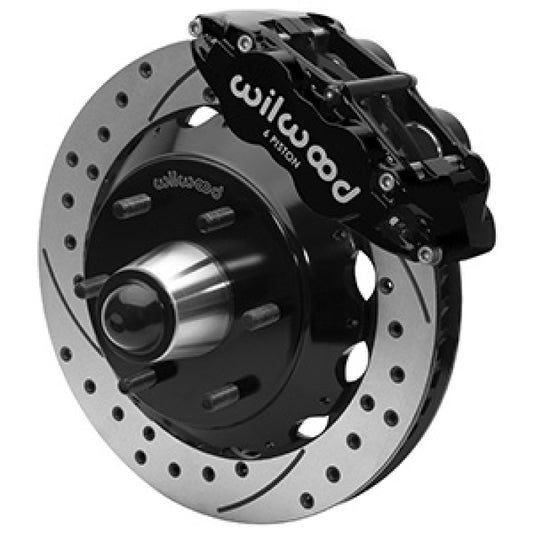 Wilwood 63-87 C10 CPP Spindle FNSL6R Front BBK 13in Drilled/Slotted 6x5.5 BC - Black