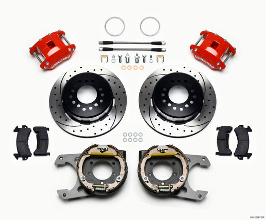 Wilwood D154 P/S P-B Kit Drilled-Red Jeep Dana 35 2.56 Off 5-lug w/ lines