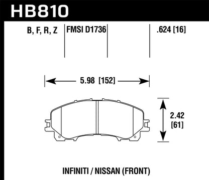 Hawk 14-17 Infiniti Q50 Performance Ceramic Street Front Brake Pads