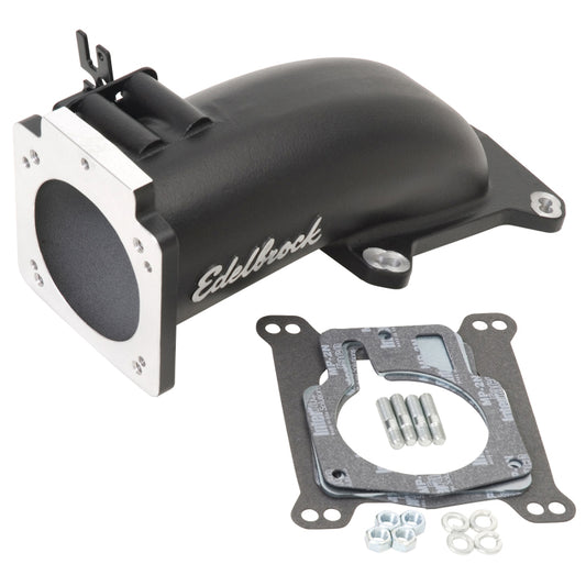 Edelbrock Ultra Low Profile Intake Elbow 90mm Throttle Body to Square-Bore Flange Black Finish