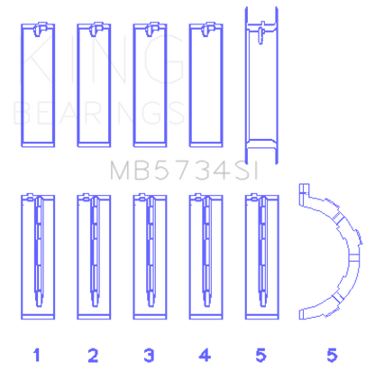 King Engine Bearings Ford 302 Cid Coyote (Size +0.5mm) Main Bearing Set