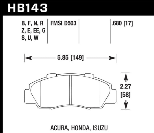 Hawk Acura / Honda / Isuzu DTC-30 Race Front Brake Pads