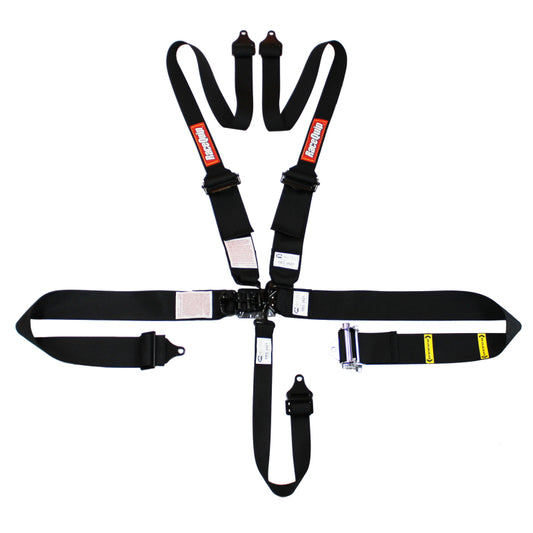 RaceQuip L & L 5pt Ratchet HNR Harness Black