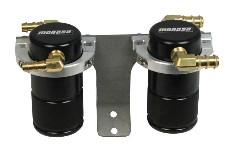 Moroso 04-07 Subaru STi (w/Front Mount Intercooler) Air/Oil Separator Catch Can - Billet Alum -Black