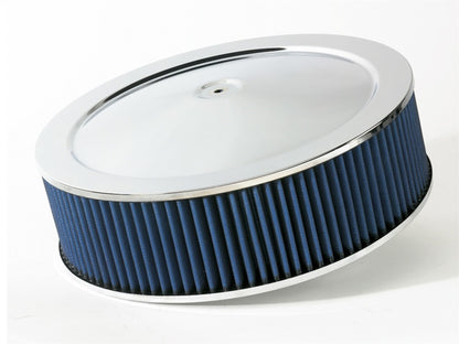 aFe MagnumFLOW Air Filters Round Racing P5R A/F Chrome Assy 14x4: Blk/Blue E/M