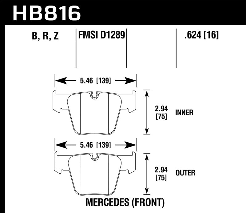 Hawk 08-14 Mercedes-Benz CL63 AMG/CL65 AMG Performance Ceramic Street Front Brake Pads