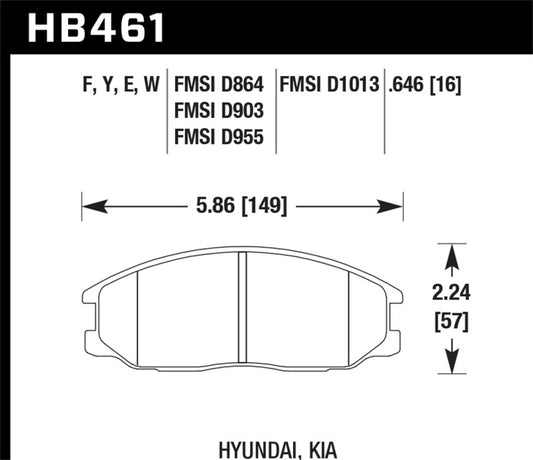 Hawk 01-06 Hyindai Santa Fe / 03-09 Kia Sorento Blue 9012 Race Front Brake Pads