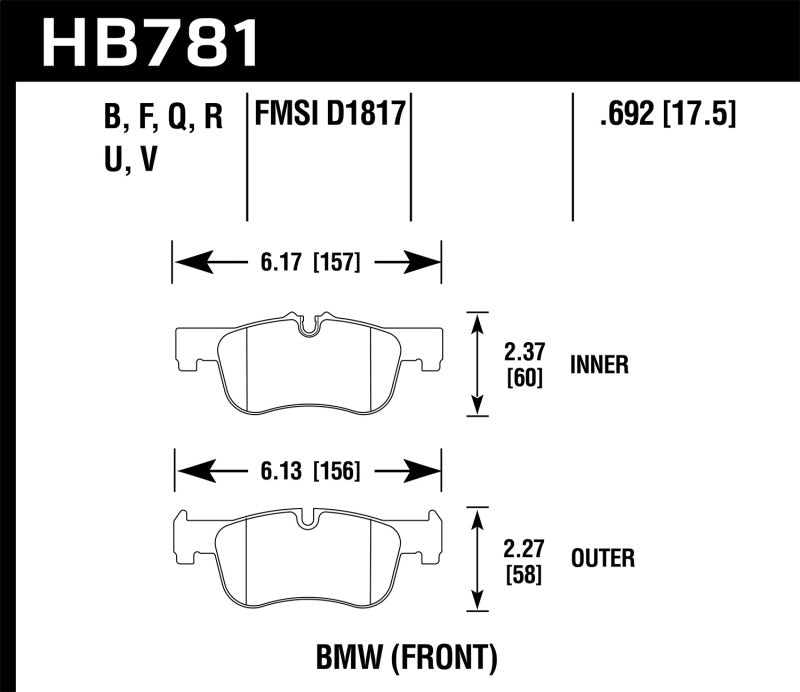 Hawk 12-15 BMW 118i HPS Street Front Brake Pads