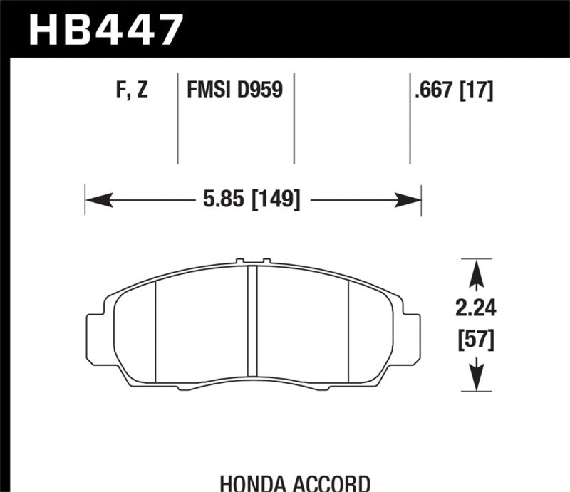 Hawk 03-04 Honda Accord HPS Street Front Brake Pads