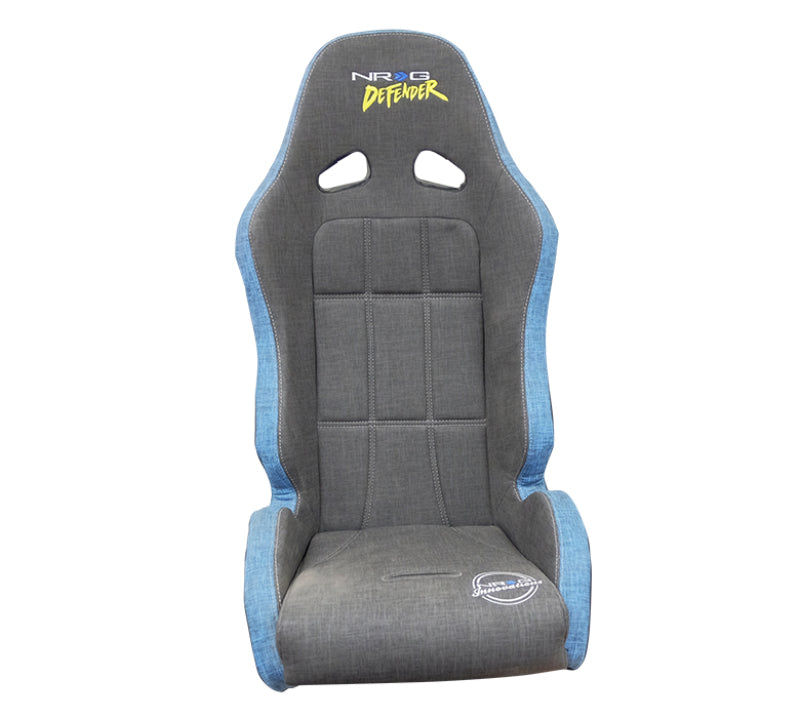 NRG Defender Seat/ Water Resistant Steel Frame Suspension - Gray w/ Blue Trim w/ Defender Logo