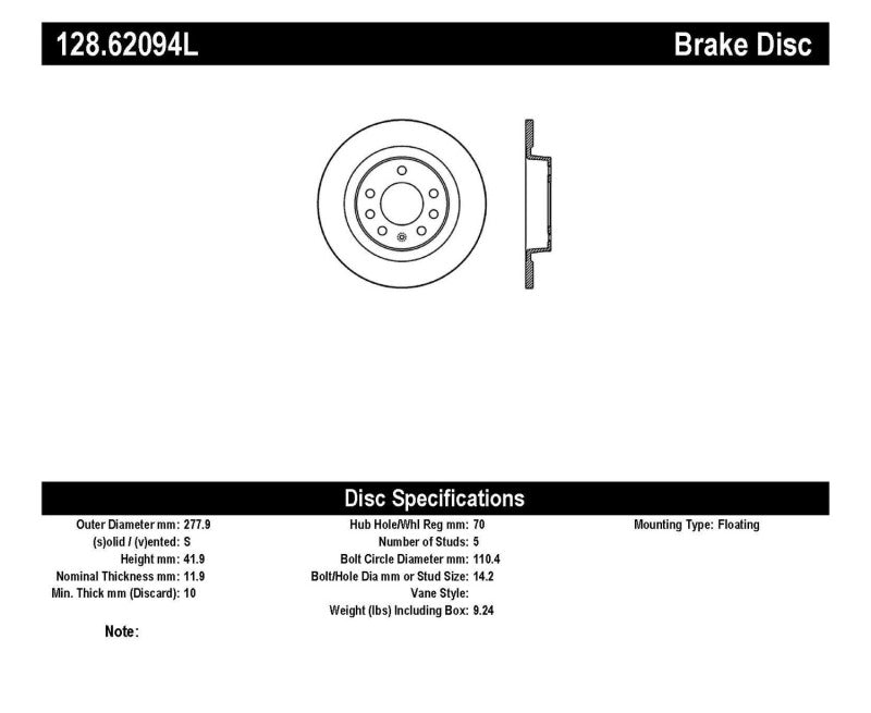 StopTech Drilled Sport Brake Rotor