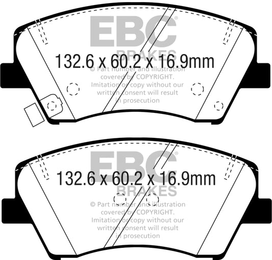 EBC 2017+ Hyundai Elantra 1.4L Turbo Ultimax2 Front Brake Pads