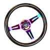NRG Classic Wood Grain Steering Wheel (350mm) Black Sparkle/Galaxy Color w/Neochrome 3-Spoke