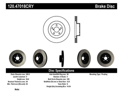 Stoptech 02-10 WRX Front CRYO-STOP Rotor