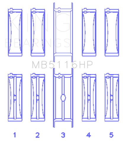 King Engine Bearings Chrysler 426CI/440CI V8 OHV1 Main Bearing Set