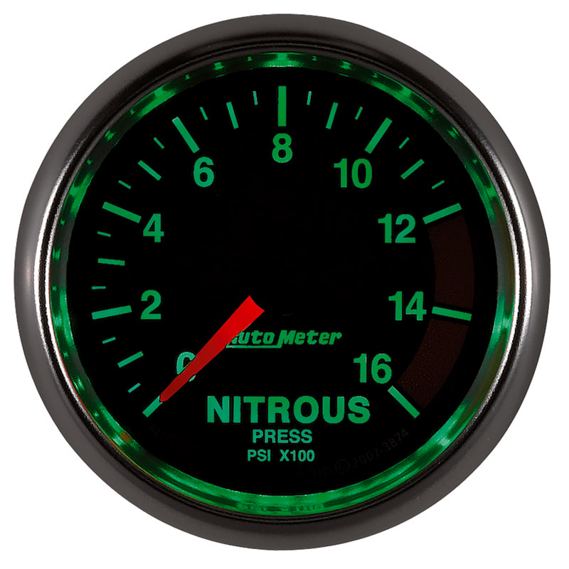 Autometer GS 2 1/16in. 1600PSI Nitrous Fuel Pressure Gauge