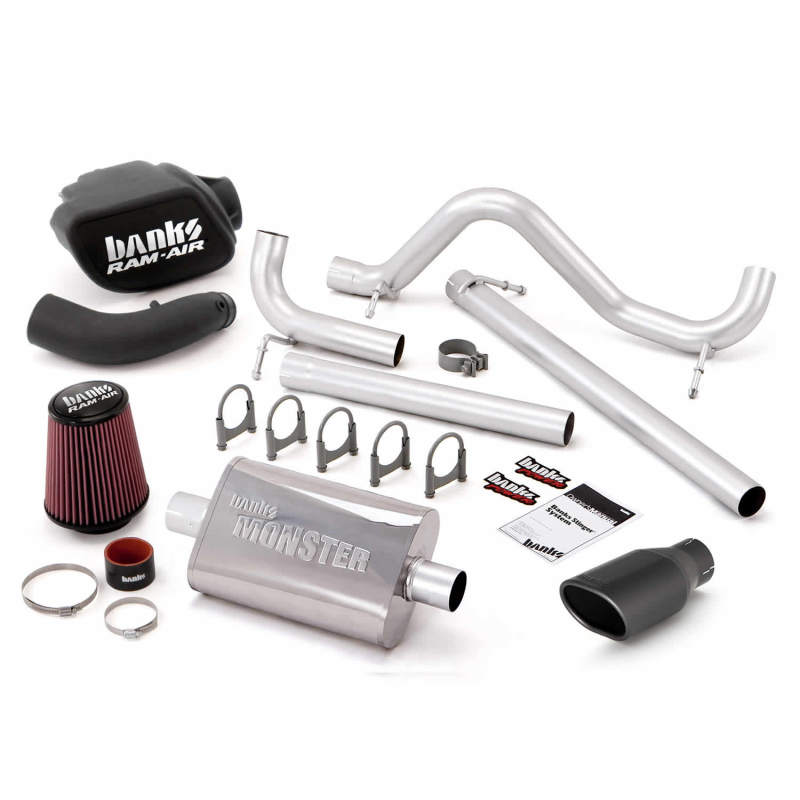 Banks Power 07-11 Jeep 3.8L Wrangler - 4dr Stinger Sys (no AutoMind) - SS Single Exh w/ Black Tip