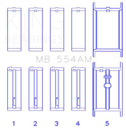 King Engine Bearings GM 265/283/302/327 8 Cyl (Size STD) Main Bearing Set