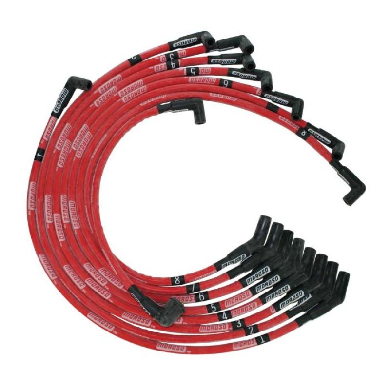 Moroso Ford 351C/390/429/460 Sleeved HEI 135 Ends Ultra Spark Plug Wire Set - Red