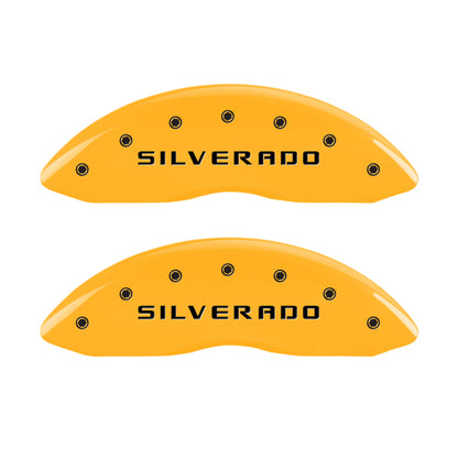 MGP 2 Caliper Covers Eng Front Silverado Yellow Finish Blk Char 05 Chevy Silverado 1500