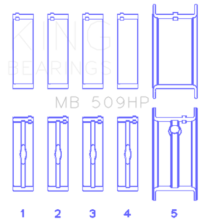 King Engine Bearings Chevy 400ci 6.6L V8 Std Size 3/4 Groove Bi-Metal Performance Main Bearing Set
