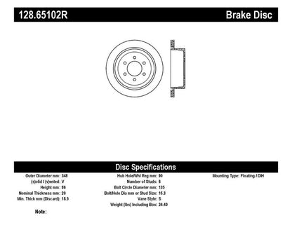 StopTech 04-09 Ford F150 2WD / 04-09 F150 4WD Drilled Right Rear Rotor