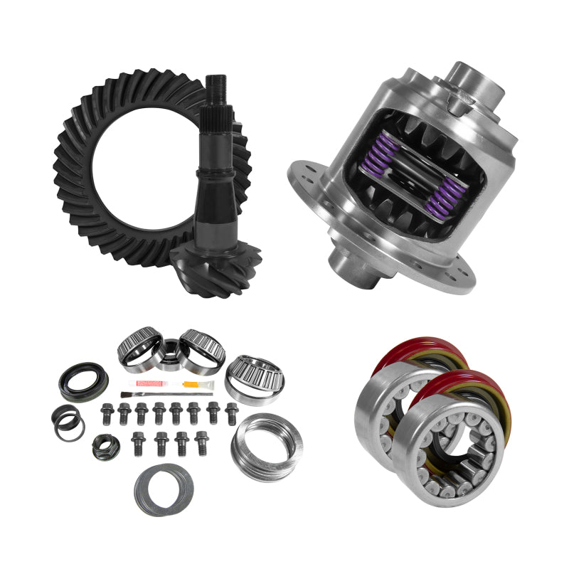 Yukon 9.5in GM 4.56 Rear Ring & Pinion Install Kit 33 Spline Positraction Axle Bearing and Seals