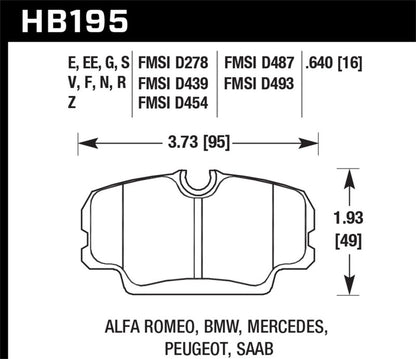 Hawk 86-87 BMW 325 2.7L Base Front ER-1 Brake Pads