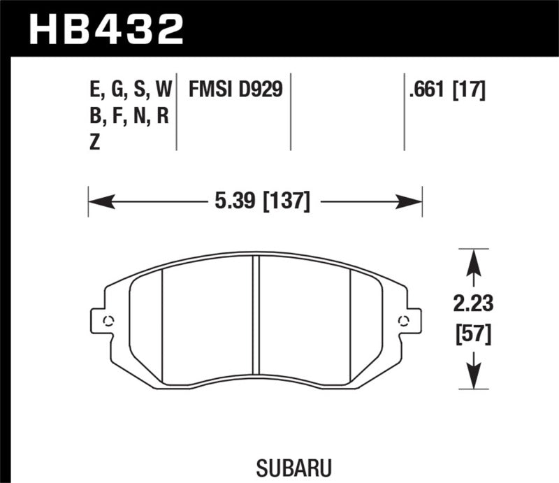 Hawk 2006 Saab 9-2X 2.5L 2.5i Front ER-1 Brake Pads