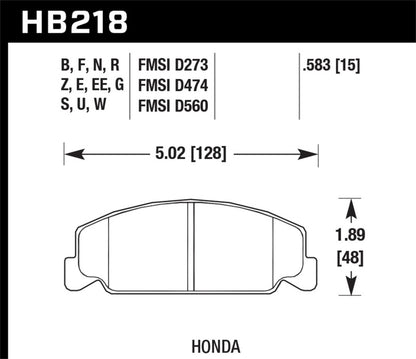 Hawk Honda Accord/Civic/CRX Front Race Blue 9012 Brake Pads