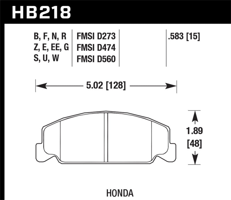 Hawk 1984-1985 Honda Accord Coupe 1800 LX 1.8 HPS 5.0 Front Brake Pads