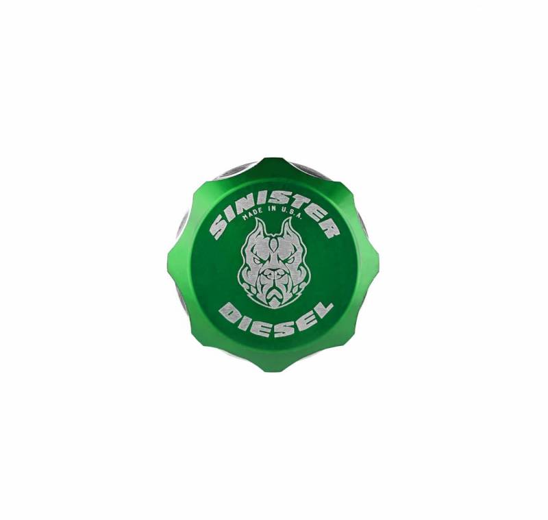 Sinister Diesel 13-17 Dodge/Ram 6.7 Cummins Billet Fuel Plug - Green