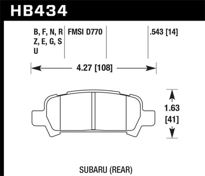 Hawk 02-03 WRX / 05-08 LGT D770 HPS Street Rear Brake Pads