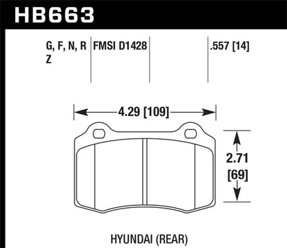 Hawk 10 Hyundai Genesis Coupe ( Track w/ Brembo Brakes) DTC-60 Race Rear Brake Pads