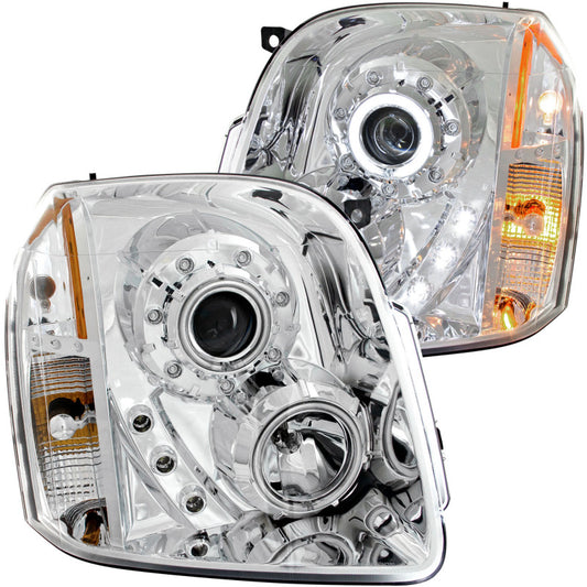 ANZO 2007-2014 GMC Yukon Projector Headlights w/ Halo Chrome (CCFL)
