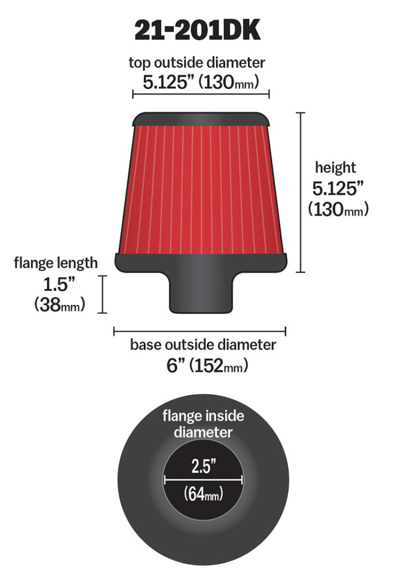 AEM 2.50 in Short Neck 5 in Element Filter