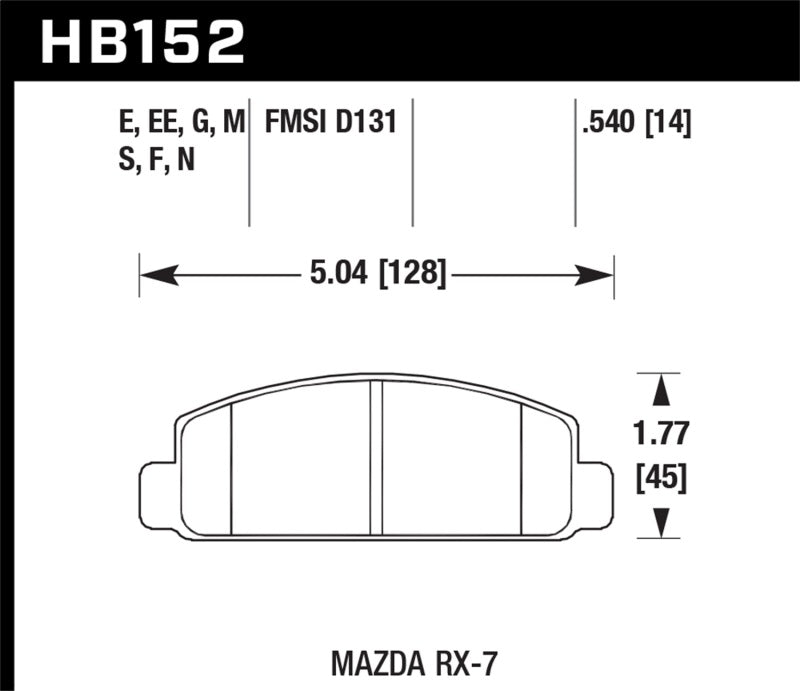 Hawk Mazda RX-7 Black Race Front Brake Pads