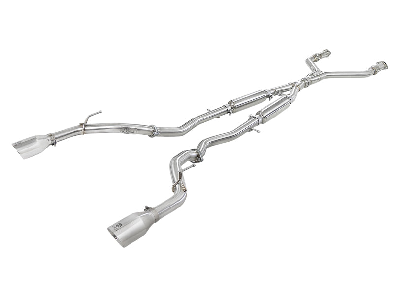 aFe POWER Takeda 2.5in 304 SS CB Exhaust w/ Polished Tips 17-19 Infiniti Q60 V6-3.0L (tt)