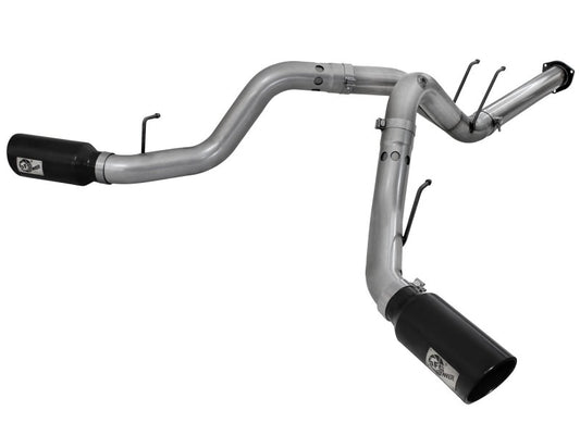 aFe Large Bore-HD 4in 409 Stainless Steel DPF-Back Exhaust w/Black Tip 15-16 Ford Diesel V8 Trucks